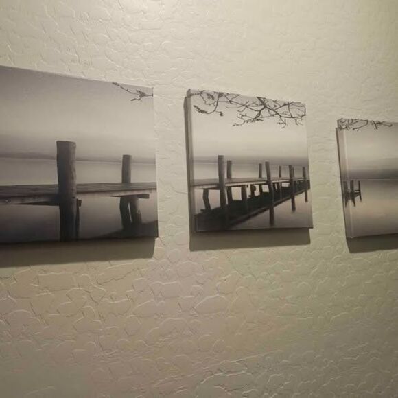 Canvas Set of 3 Lake Photography Set 12" x 12" - Picture 1 of 4